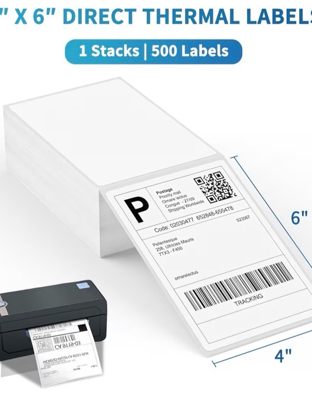 New Sticker Thermal Shipping Labels Pack of 500 4x6 Waterproof Strong
Adhesive